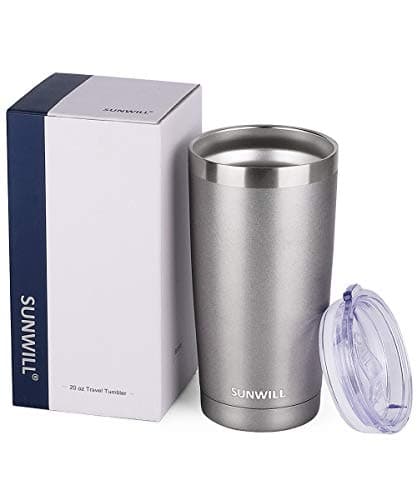 SUNWILL Travel Coffee Tumbler 20 oz, Insulated Mug with Lid, Stainless Steel Cup for Hot and Cold Drinks, Cool Grey — view 4