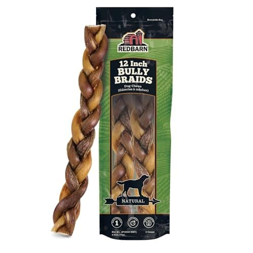 Redbarn Pet Products 12" Braided Bully Sticks for Dogs 2-Count, Pack of 12