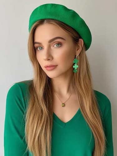 St. Patrick's Day Green Shamrocks Clover Lucky Grass Earrings for Women,Good Luck Dangling Earrings,Irish St. Patrick's Day Decorations Accessories. — view 5
