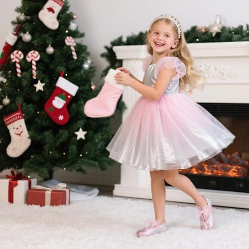 Kiderence Little Toddler Girls Dress Shoes Ballerina Ballet Flats Kids Pink Mary Janes Size 5 — view 2