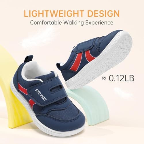 Toddler Boys Barefoot Wide Toe Box Sneakers Casual Tennis Walking Shoes Kids Running Preschool Athletic Team Sports Breathable Flexible Navy Toddler Size 7 — view 8