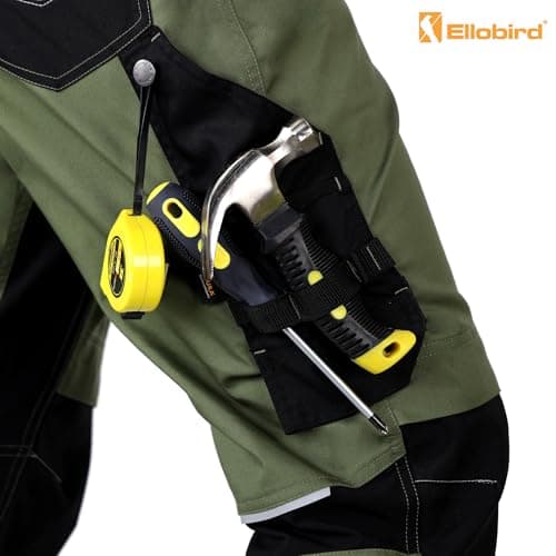 Ellobird Men's Construction Work Utility Pants Relaxed Fit Stretch Flex Cordura Double Knee Reinforcement Carpenter Cargo,(Olive,36W x 30L) — view 5