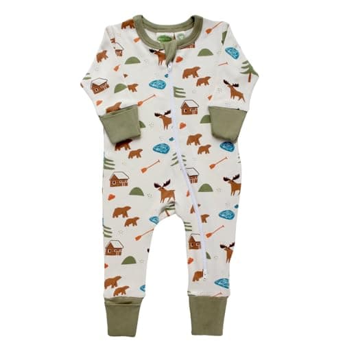 Parade Organic Signature Print '2-Way' Zip Romper - Long Sleeve Oh Canada 6-12M with mitts