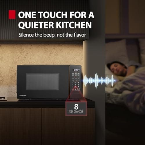 TOSHIBA Small Microwave Oven with 11 Power Levels, ChefDefrost, Sound On/Off & Eco Mode, Cu Ft, 700W, Black, MM-EM07PA(BK), 0.7 Cu.Ft — view 4