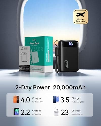 INIU Power Bank, Smallest 20000mAh Portable Charger Fast Charging 22.5W, Battery Pack with USB C Cable&LED Display, Phone Powerbank for Travel Essentials, for iPhone 17 16 15 Pro max Samsung iPad etc — view 4