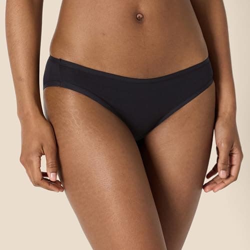 Amazon Essentials Women's Cotton Stretch Bikini Panty, 6 Pack Black, Small