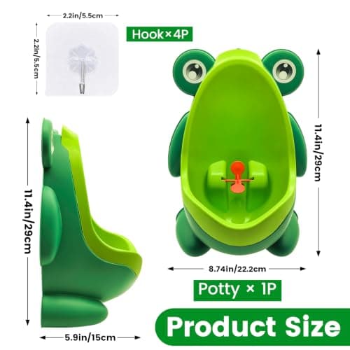 Frog Pee Training,Cute Potty Training Urinal for Boys with Funny Aiming Target,Green Urinals for Toddler Boy