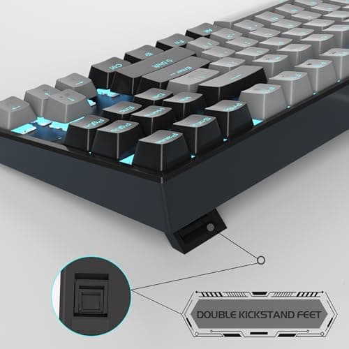 MageGee 75% Mechanical Gaming Keyboard, Blue Switch, LED Backlit, 87 Keys Compact TKL Wired Computer Keyboards for Windows Laptop PC Gamer - Grey/Black — view 3