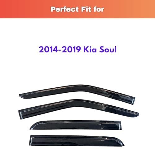 KPY Rain Guards Fit for 2014-2019 Kia Soul, Out-Channel Window Visors Vent Wind Deflectors 4PC, Car Accessories for 14-19 Soul