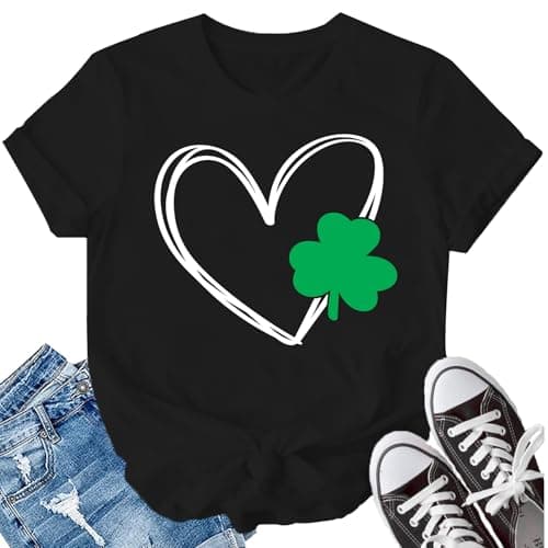 Cutesong Womens St Patricks Day Shirt Lucky Shamrock Paddy's Day T-Shirt Love Irish Clover Tee Tops
