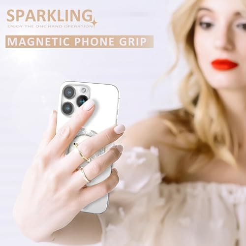 Pikabo Magnetic Phone Ring Holder for MagSafe, Glitter Phone Grip Stand with 360° Rotation Finger Ring Kickstand Compatible with iPhone MagSafe Accessories. (Glitter Gold) — view 2