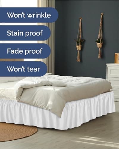 Wrap Around Dust Ruffle Bed Skirt, Queen Size Beds - 15 Inch Drop, White — view 4