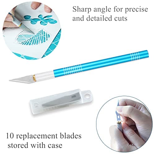 Headley Tools Rotary Cutter Set - 45mm Fabric Cutter, 5 Extra Rotary Blades, A3 Cutting Mat, Quilting Ruler and Sewing Clips, Craft Knife Set, Ideal for Crafting, Sewing, Patchworking,Turquoise — view 2
