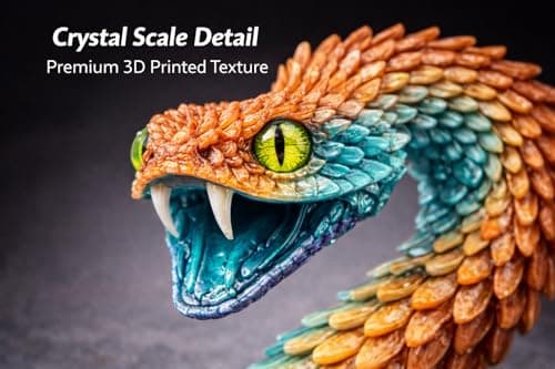Articulated Crystal Snake – 3D Printed Flexible Snake Figurine, 58 cm (23 in) Poseable Serpent with Movable Mouth, Realistic Eyes, Fantasy Desk Decor (Ages 14+), (Rainbow) — view 6