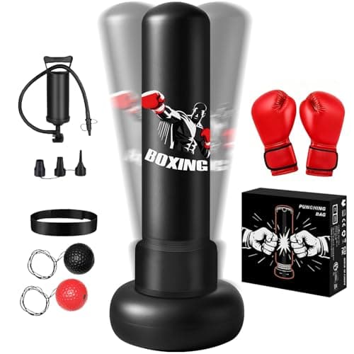 Freestanding Punching Bag for Adults,70'' Heavy Boxing Bag with Gloves and Pump,Men Women Stand Kickboxing Bags with Boxing Reflex Balls,Bigger Base Boxing Equipment Set for Training Fitness Home Gym