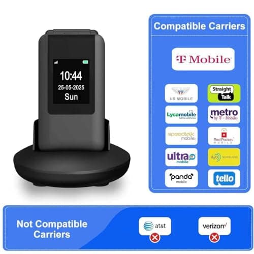 SilisoundTek Upgraded Unlocked Flip Phone, 2.8+1.5" Dual Screen Flip Phones for Seniors, SOS Button丨Speed Dial丨Large Fonts丨Charging Dock丨1400mAh Battery | Big Buttons | Bluetooth | Camera — view 2