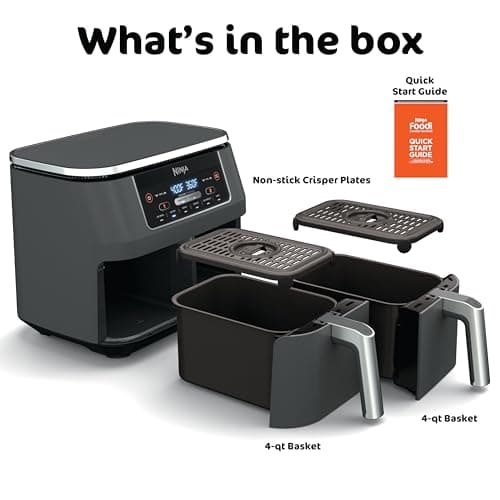 Ninja DZ201 Foodi 8 Quart 6-in-1 DualZone 2-Basket Air Fryer with 2 Independent Frying Baskets, Match Cook & Smart Finish to Roast, Broil, Dehydrate & More for Quick, Easy Meals, Grey — view 8