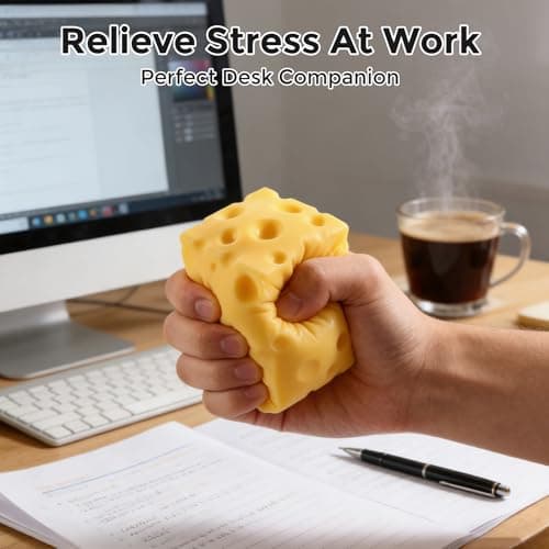 Cheese Squishy Cube Block, Squishy Fidget Toys for Adults, Easter Basket Stocking Stuffers, Sensory Stress Ball Squeeze Toys for Stress Relief (Yellow 2.4 in) — view 7