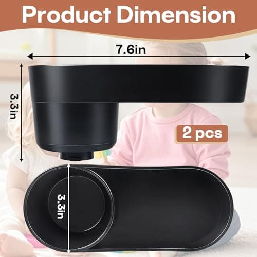 2-Pack #C6577 Child Car Seat Snack Tray with Cup Holder, Compatible with Safety 1st EverFit & Grow and Go, Cosco All-in-One, Maxi-Cosi Pria Car Seat, Dishwasher Safe, BPA-Free