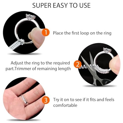 Ring Sizers for Loose Rings, Eiito Ring Size Adjuster Spacers or Tightener, Invisible Guards, 6 Sizes Fitter, Resizer Fit Almost Any Rings, Reduces Size by 0.5-1.5 — view 2