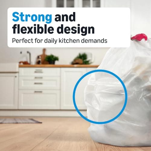 Amazon Basics Tall Kitchen Drawstring Trash Bags, Clean Fresh Scent, 13 Gallon, 45 Count, Packaging May Vary — view 2