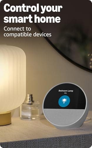 Amazon Echo Spot (newest model), Great for nightstands, offices and kitchens, Smart alarm clock, Designed for Alexa+, Glacier White — view 6