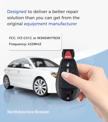 Replacement Smart Key Fob with DIY Setup Tool Compatible for Dodge Ram 1500 2500 3500 2008-2012 Grand Caravan 2008-2020, Keyless Entry Remote FCCID IYZ-C01C or M3N5WY783X — view 3