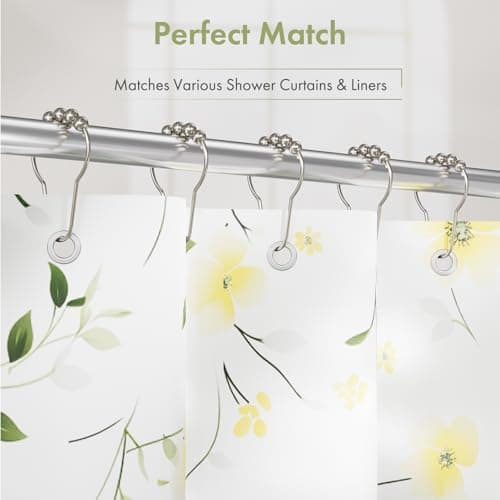 Amazer Shower Curtain Hooks, Decorative Rust Proof Stainless Steel Shower Curtain Hooks for Bathroom Shower Rods Set of 12, Polished Nickel — view 5