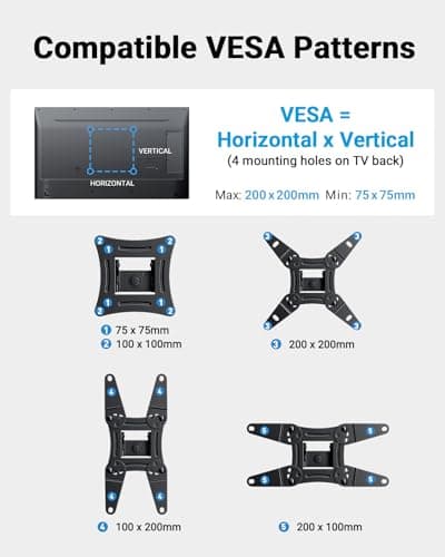 Pipishell Full Motion TV Wall Mount for Echo Show 21/15 and 13-43 Inch Flat Curved Screen TVs & Monitors, Max VESA 200x200mm up to 44lbs, TV Mount Wall Bracket with Rotation Swivel Tilt Extension — view 2