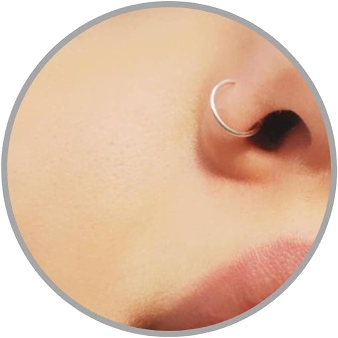 UNIMERCADO EXTRA THIN Sterling Silver Nose Rings Small Plain Nose Rings 0.6mm-8mm Tiny Nose Hoop,Silver Small Hoop Earrings,Suptum Ring,Lip Rings,Conch Daith Helix Rook Super Snug Nose — view 2