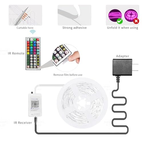 KSIPZE 100ft Led Strip Lights RGB Music Sync Color Changing Led Lights with Smart App Control Remote Led Lights for Bedroom Room Lighting Flexible Home Décor — view 5