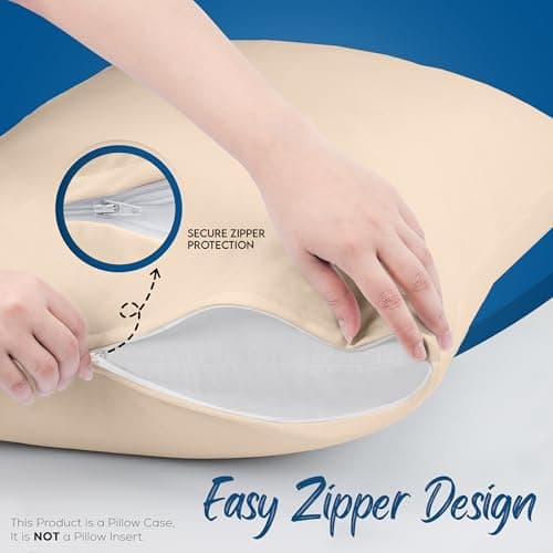 Utopia Bedding 4 Pack Waterproof Pillow Protectors with Zipper King Size (Beige), Bed Bug and Dust Mite Proof Pillow case Covers, Moisture Wicking Pillow Encasements 20 x 38 Inches — view 4