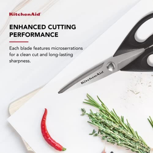 KitchenAid All Purpose Kitchen Shears with Protective Sheath Durable Stainless Steel Scissors, Dishwasher Safe, Soft Grip Comfort Handle, 8.72 Inch, Black — view 5