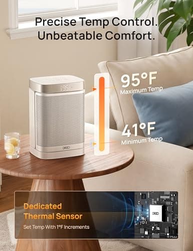DREO Atom One Space Heater with Remote, 70°Oscillating Electric Heaters with Digital Thermostat, 1500W PTC Ceramic Heater, 12h Timer, Quiet Safety Heating, Portable Heater for Home Office — view 5