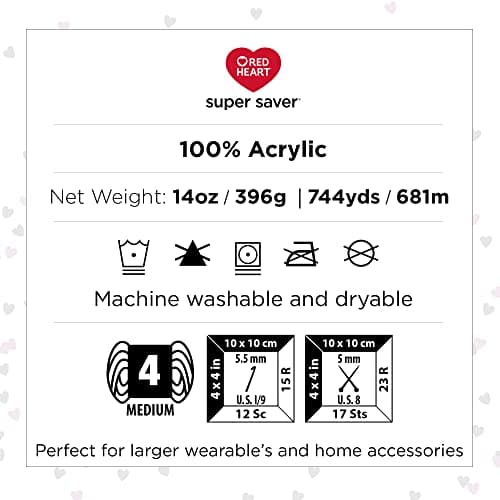Red Heart Super Saver Jumbo White Yarn - 2 Pack of 396g/14oz - Acrylic - 4 Medium (Worsted) - 744 Yards - Knitting/Crochet — view 4