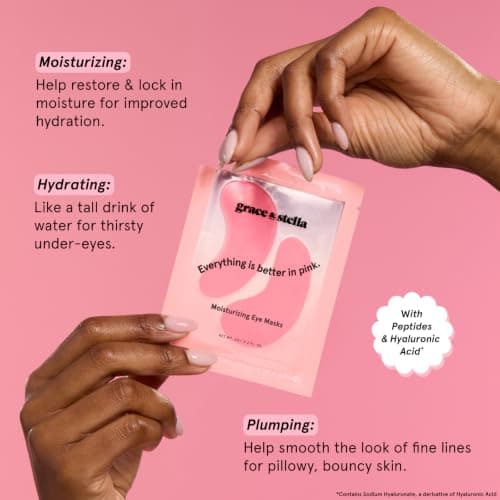 grace & stella Award Winning Under Eye Mask - Reduce Dark Circles, Puffy Eyes, Undereye Bags, Wrinkles - Gel Under Eye Patches - Small Birthday Gifts - Vegan Cruelty-Free (Pink, 6 Pairs) — view 2