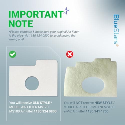 BlueStars MS170 MS180 Air Filter Tune-Up Kit - Compatible with STIHL MS 170 MS 180 017 018 Chainsaw 1130 124 0800 with Spark Plug Fuel Filter Oil Filter