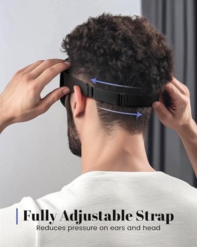 WAOAW Sleep Mask Travel Essentials - 3D Blackout Eye Mask for Sleeping - Soft Breathable Adjustable Light Blocking Eye Covers for Men and Women - Comfortable Night Mask for Travel Flight (Black) — view 5