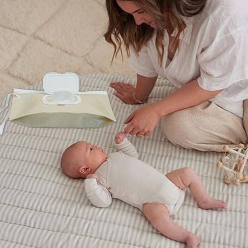 cephira Baby wipes dispenser，portable baby wipes holder for outdoor, Refillable baby wipes container, on the go wet wipe pouch for travel, resuable wipes dispenser for hiking (Nude Pink) — view 5