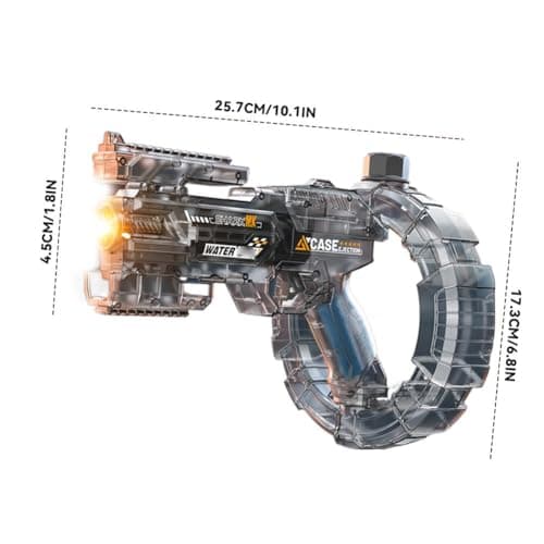 Electric Water Gun, Automatic Water Blaster with 26FT Arc Range and 22FT Straight Range, Modular Lithium Battery with Flashing Lights, Transparent Gray Plastic Construction — view 3