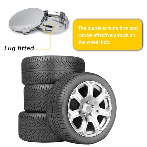 Arwrilt 4 Pack Car Wheel Center Hub Caps, ABS Rust-Proof Center Caps for Rims, Vehicle Rim Hub Caps Accessories, 2.36" OD 2.2" ID Tight Fitting Snap-on Wheel Hub Modified Dustproof Cover (Silver) — view 4