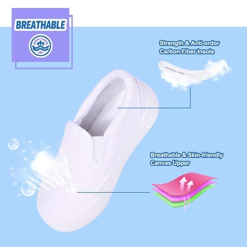 Harvest Land Toddler Slip-On Canvas Sneakers for Girls and Boys, Casual Kids Shoes - Lightweight, Breathable White Size US7 — view 7