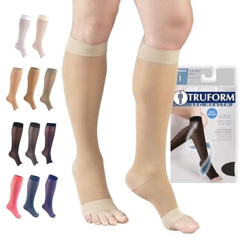 Truform 1772, Women's Compression Stockings,Sheer, Knee High, Open Toe, 15-20 mmHg, Medium, Nude - 0.25 pound (1772ND-M)