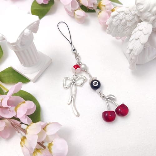cioatu Y2K Cute Phone Charms Set - Aesthetic Cherry,Flower, Butterfly & Star Cell Phone Straps, Kawaii PhoneAccessories for Bag Keychain, AirPods, Camera Decor(Red Cherry)
