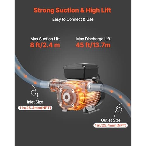 Uargd Electric Fuel Transfer Pump 110V, 16 GPM 60 L/min, AC Oil Pump for Diesel, Kerosene, and Biodiesel, Includes Automatic Nozzle & Dual Hoses, 45 ft/13.7 m Max Lift, Suitable for Vehicles — view 2