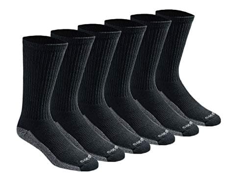 Dickies Dri-Tech Original Moisture Control Crew Socks, Available in M-XXL (6, 12, 18 Pairs), Black (6 Pairs), Large