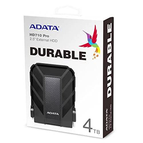 ADATA HD710 Pro - 4 TB External Hard Drive - Shockproof, Waterproof & Dustproof - Durable Storage - For Gamers, Students & Professionals - Mac, PC & Linux Compatible - Black - AHD710P-1TU31-CBK — view 3