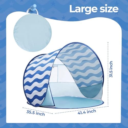 Apojungle Baby Beach Tent for Kids: Navy Blue Pop Up Sun Shelter Canopy- UV Protection Beach Shade Outdoor - Travel Beach Umbrella for Toddlers Camping Play