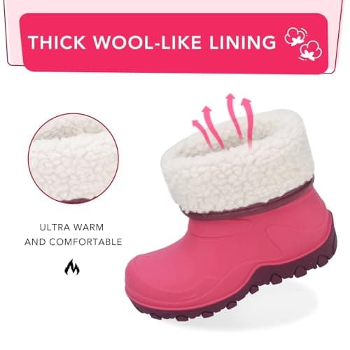 Kids Winter Rain Boots, Insulated Warm Snow Boots, Children Waterproof Mud Boots for Boys and Girls, Big Kid Size 2 — view 2
