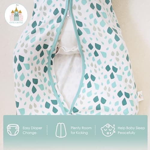 Cute Castle Baby Sleep Sack 0-6 Months - Lightweight 100% Cotton 2-Way Zipper TOG 0.5 Infant Wearable Blanket, Newborn Essentials Toddler Sleep Clothes (3 Pack Green) — view 5